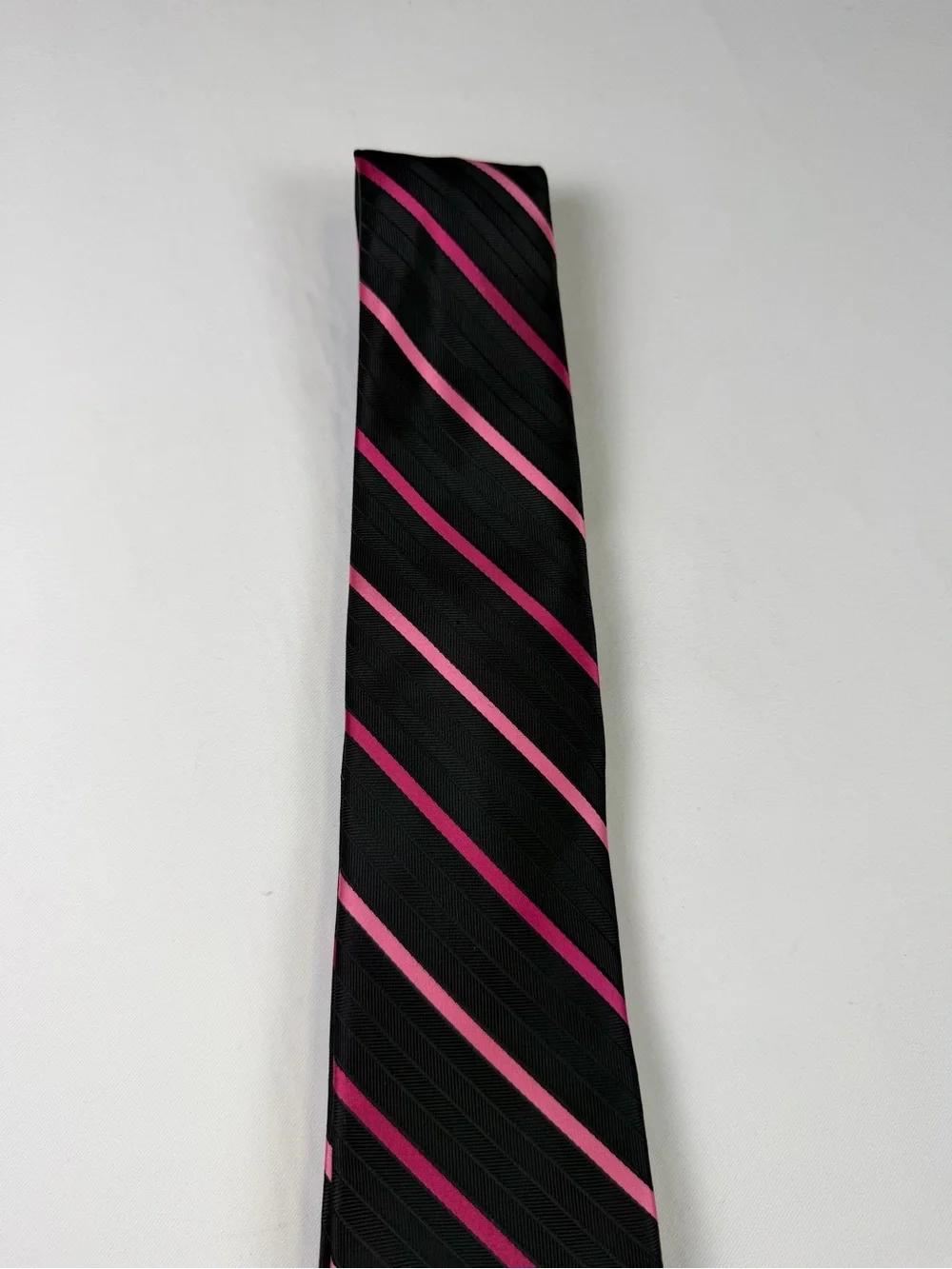 Breast Cancer Awareness Tie - Black with Pink Ribbon Stripe  Classic and Stylish